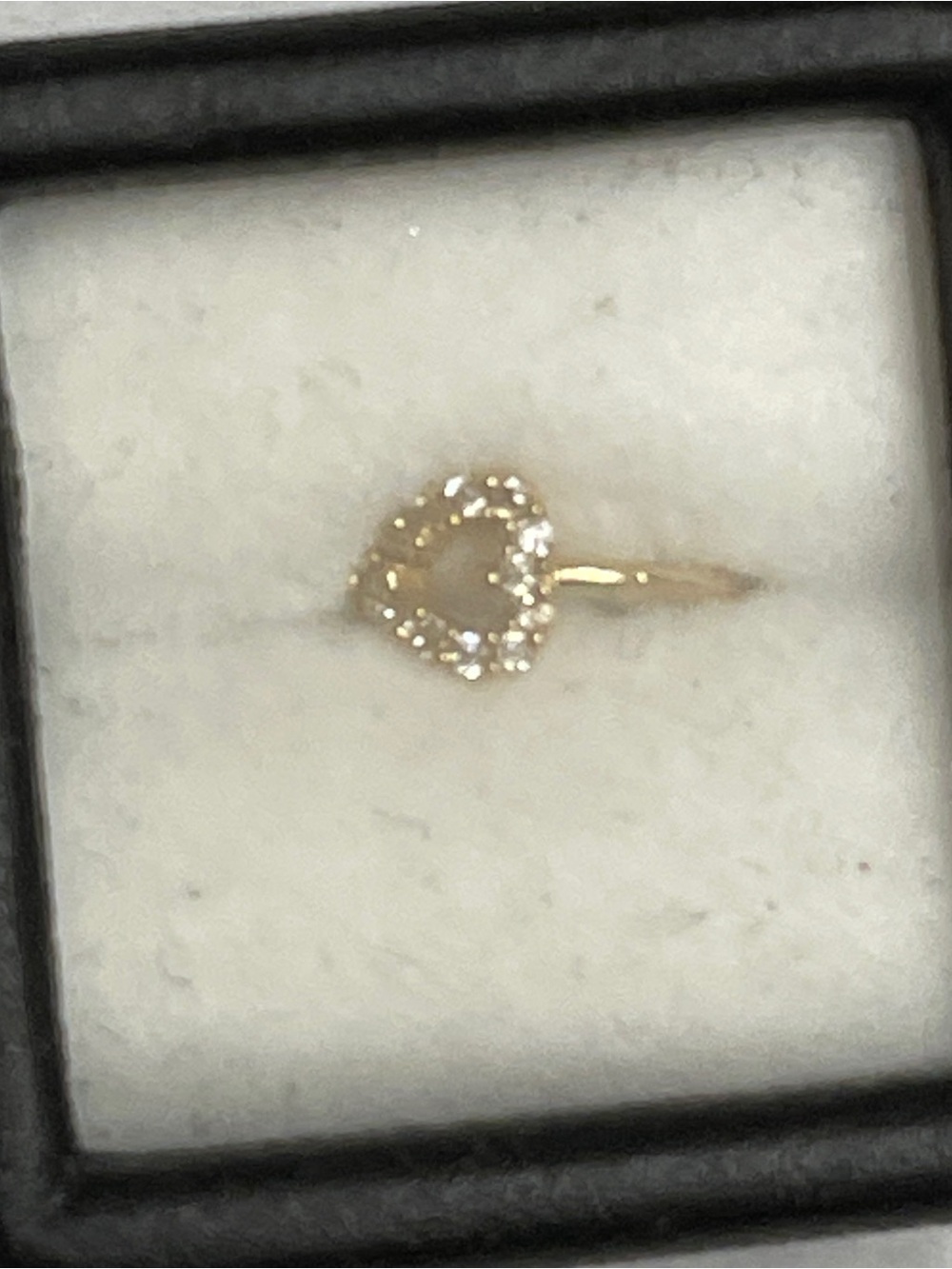 Ring Gold Heart Halo Ring with Clear Stones - Women